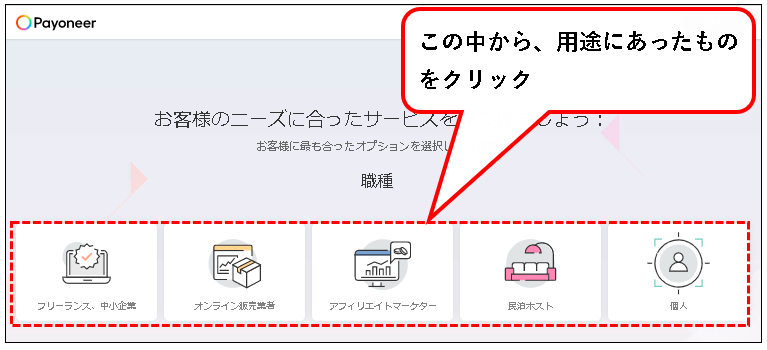「ペイオニア(Payoneer)に登録する方法」説明用画像5